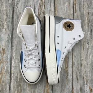 Women’s Converse All Star Lift Platform Chrome Sneaker Shoes Size 10